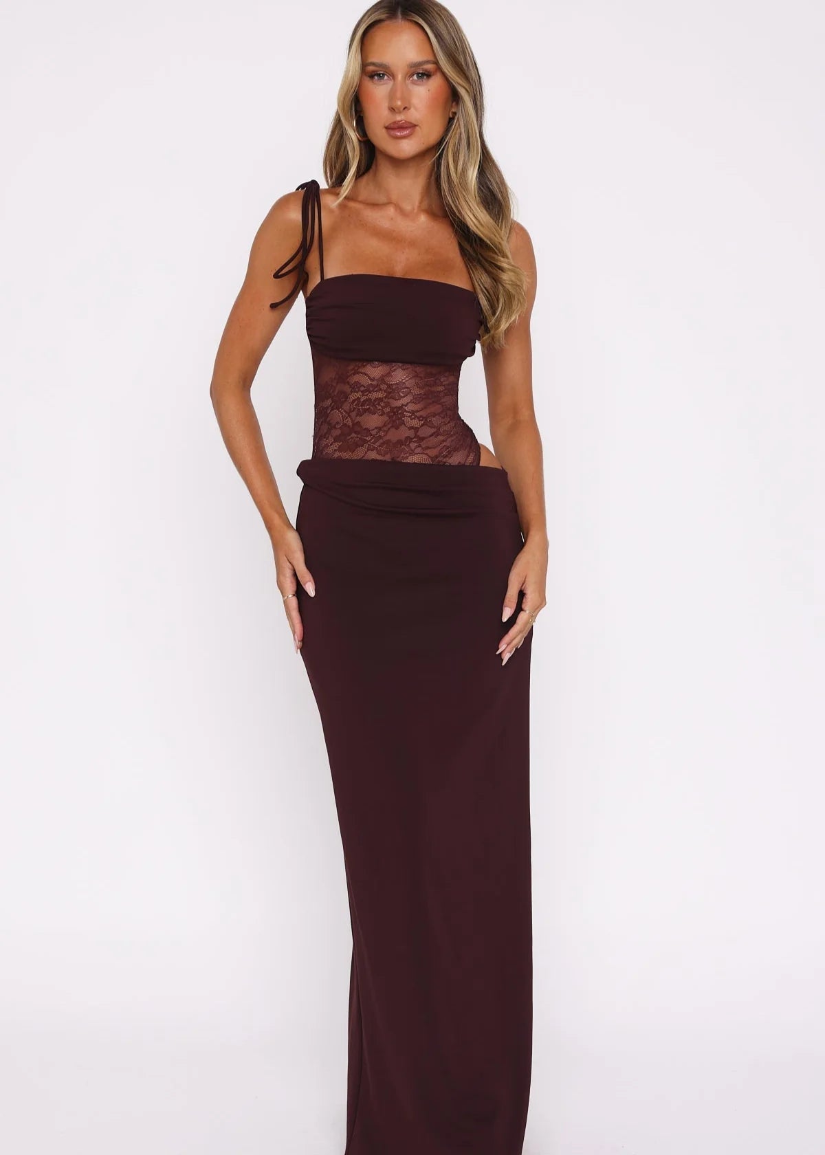 luna lace maxi dress MICHAEL LO SORDO | @demibaston wears the Luna Lace Maxi Dress.    Available now at michaellosordo.com   Photography: @maisieprincee