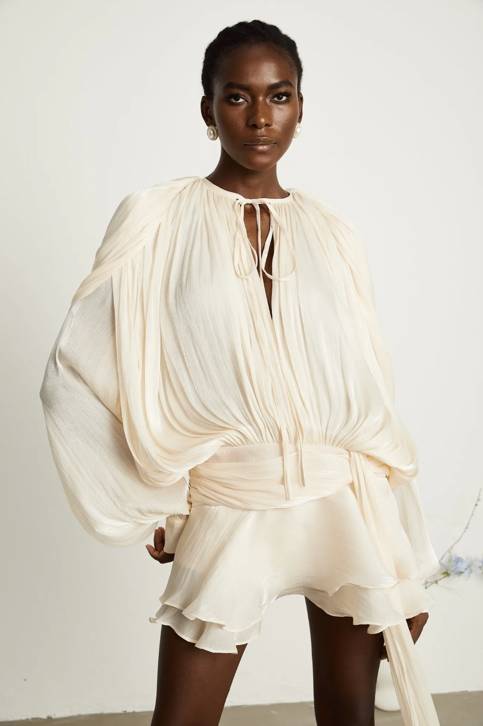 Stella Pleated Ruffled Mini Dress