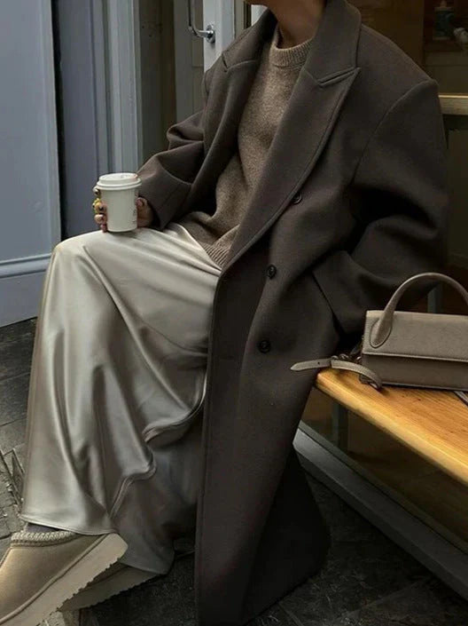 Hana Elegant Brown Oversized Coat