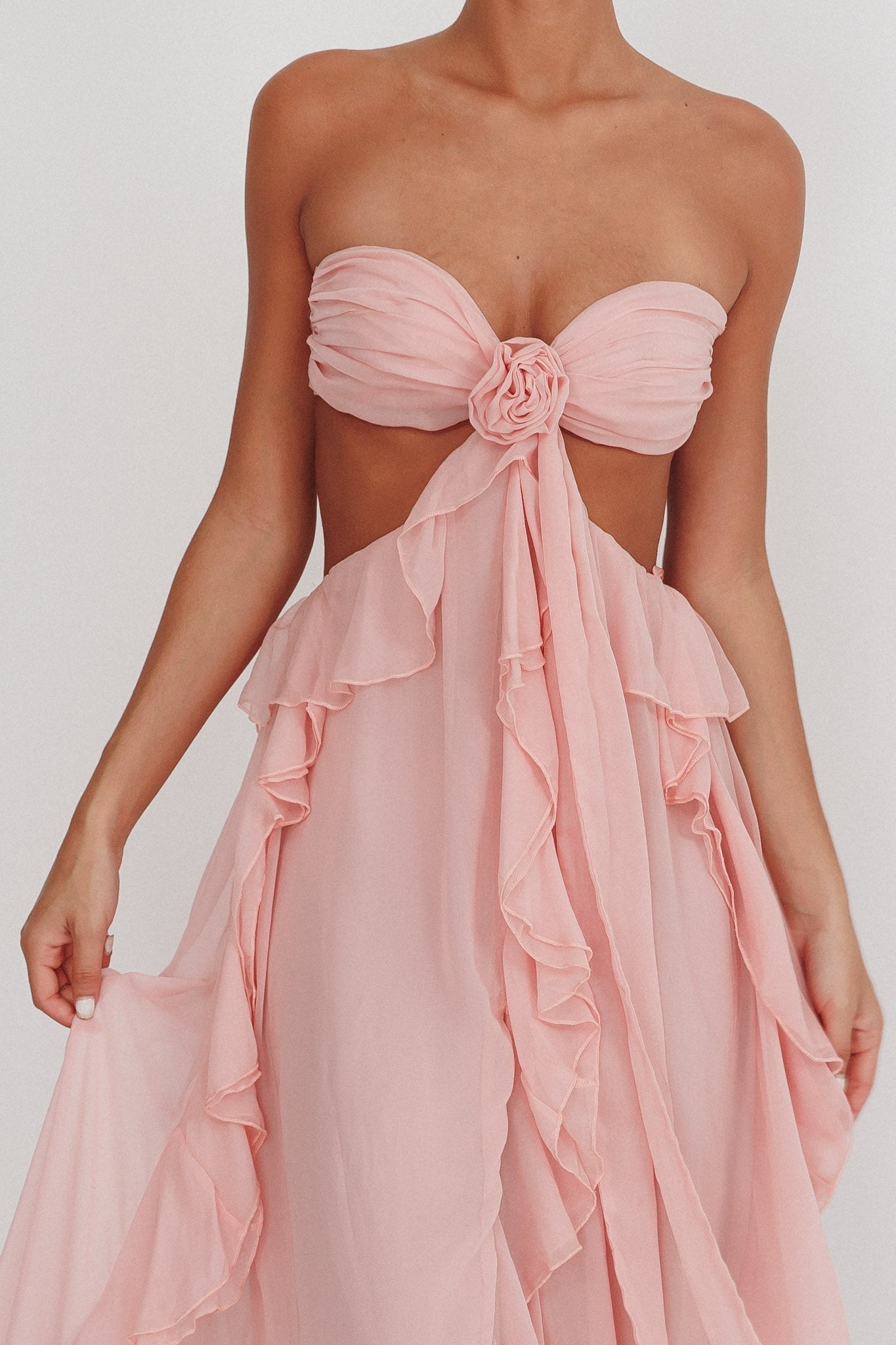 Chiffon | Cut-Out Ruffle Maxi Dress