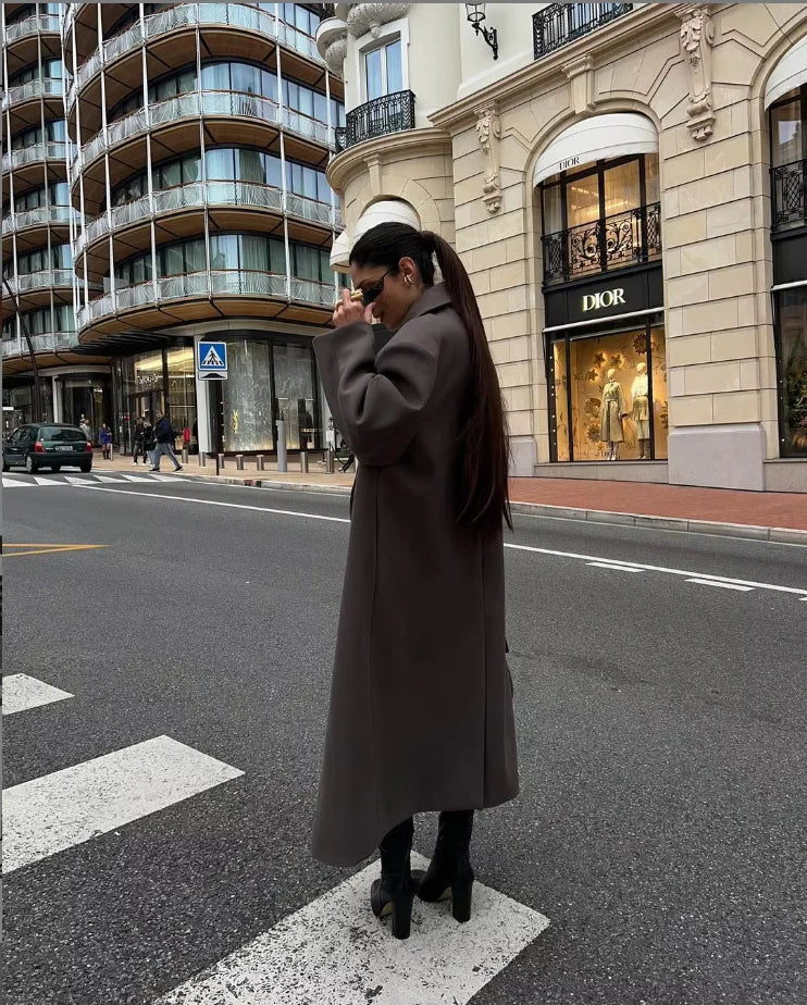 Hana Elegant Brown Oversized Coat