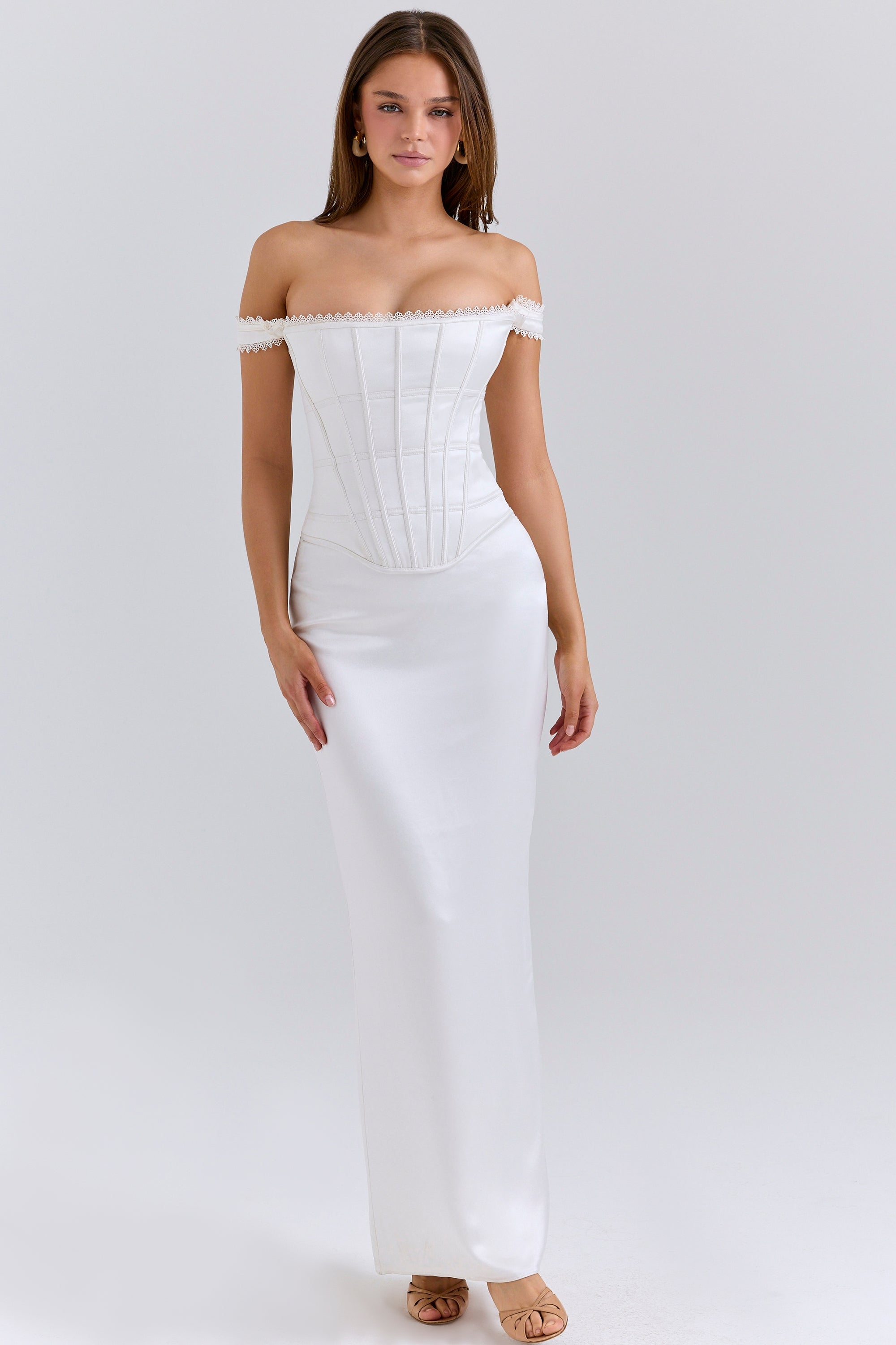 Celeste | Ivory Lace Corset Maxi