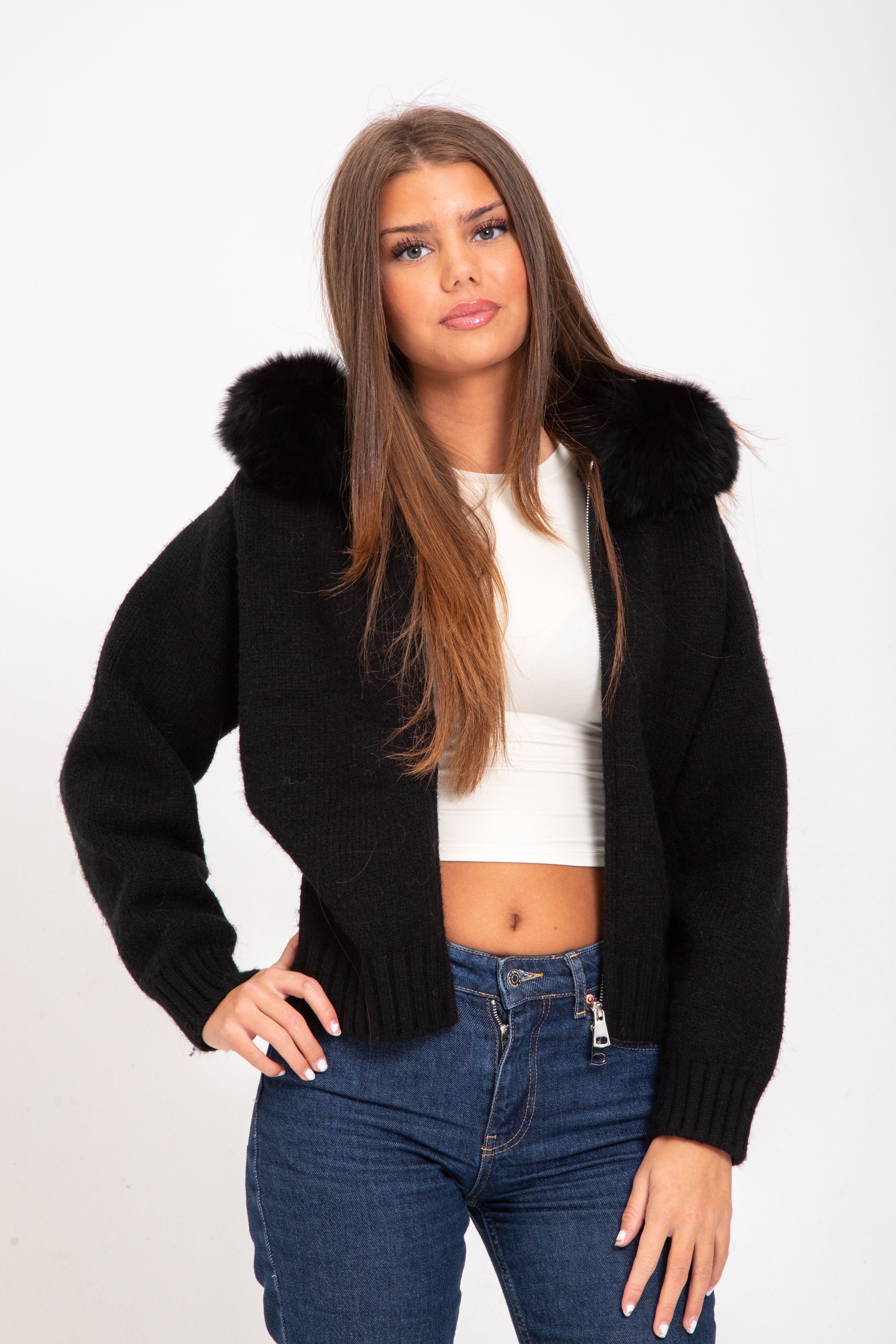 Joanna | Elegant Fur Cardigan