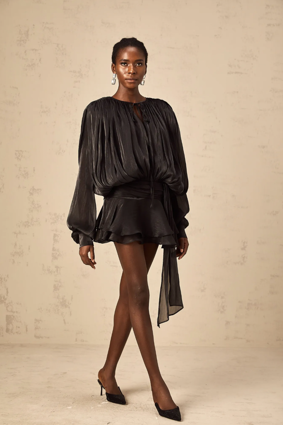 Stella Pleated Ruffled Mini Dress