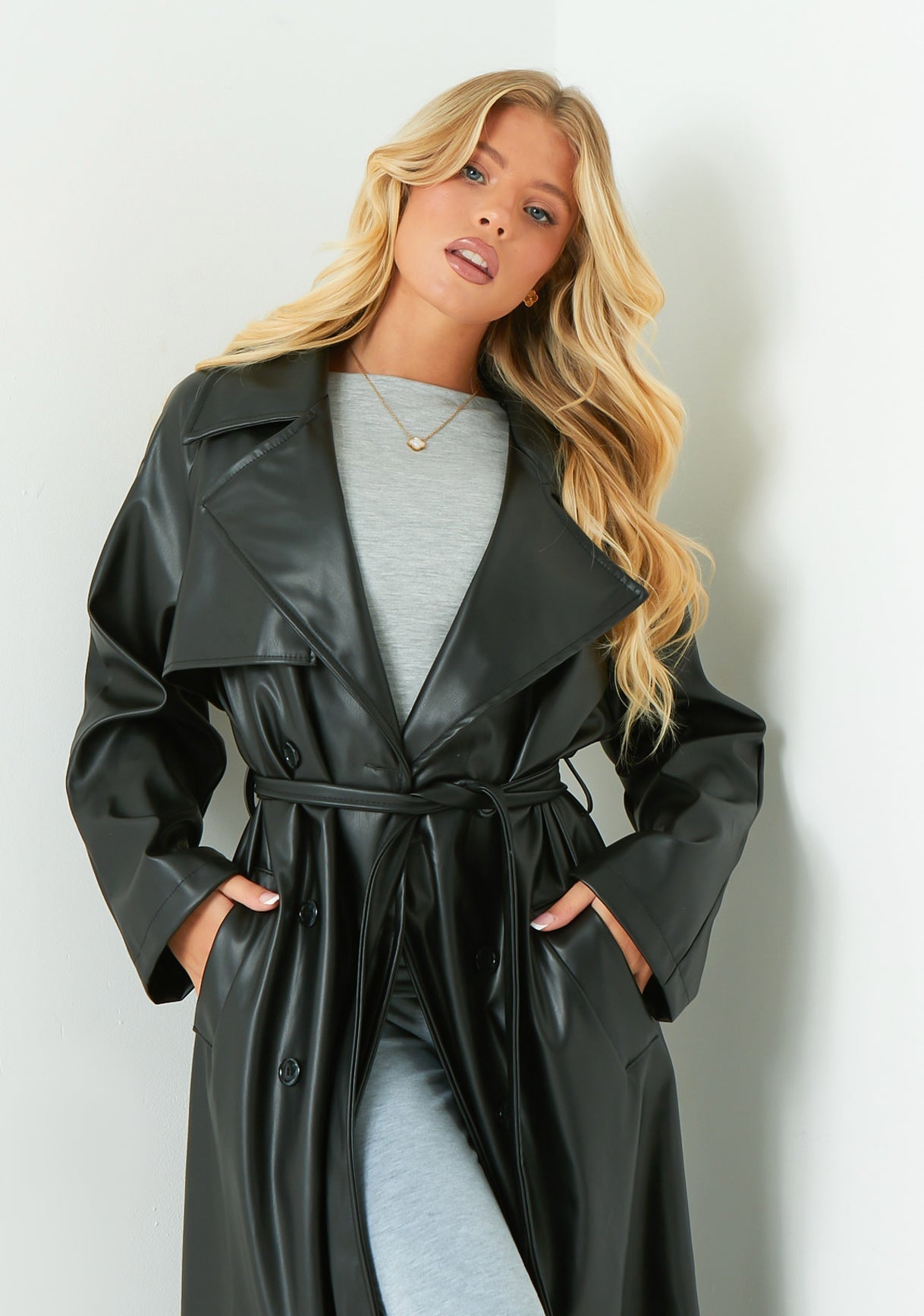 Dani Leather Trench Coat