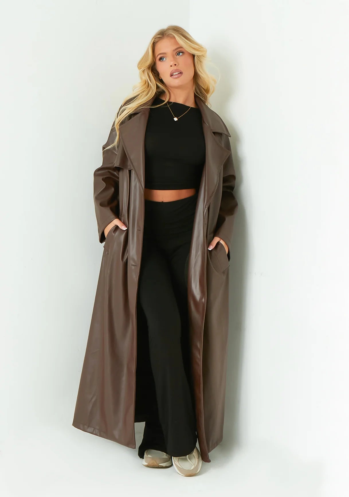 Dani Leather Trench Coat