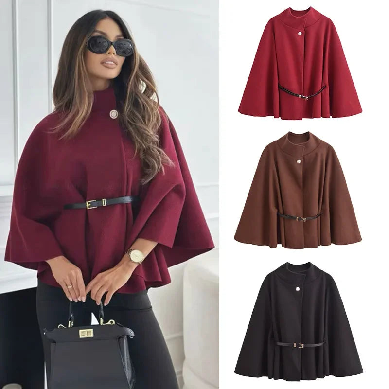 Elowen | Elegant Belted Cloak Coat